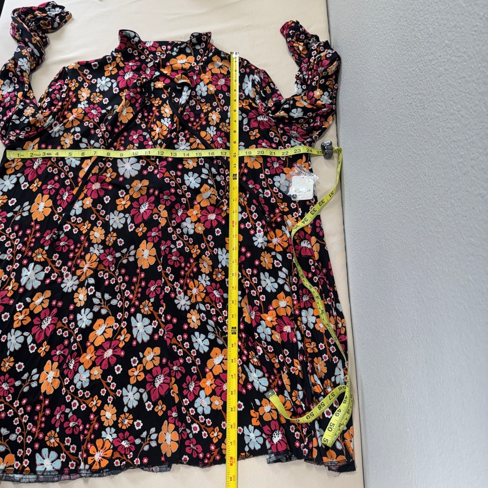 Free People Daisy Jane Mini Dress Floral Long Sleeve Dark Combo Large Boho NWT - Picture 12 of 12
